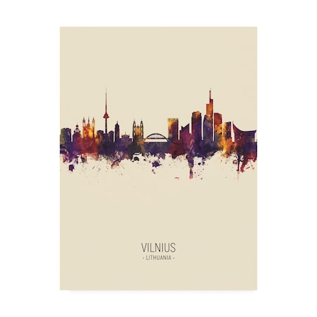 Michael Tompsett 'Vilnius Lithuania Skyline Portrait III' Canvas Art,24x32